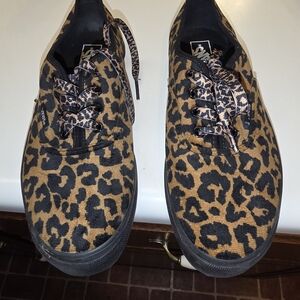 Vans Men's Leopard Print Sneakers - Black and Tan
